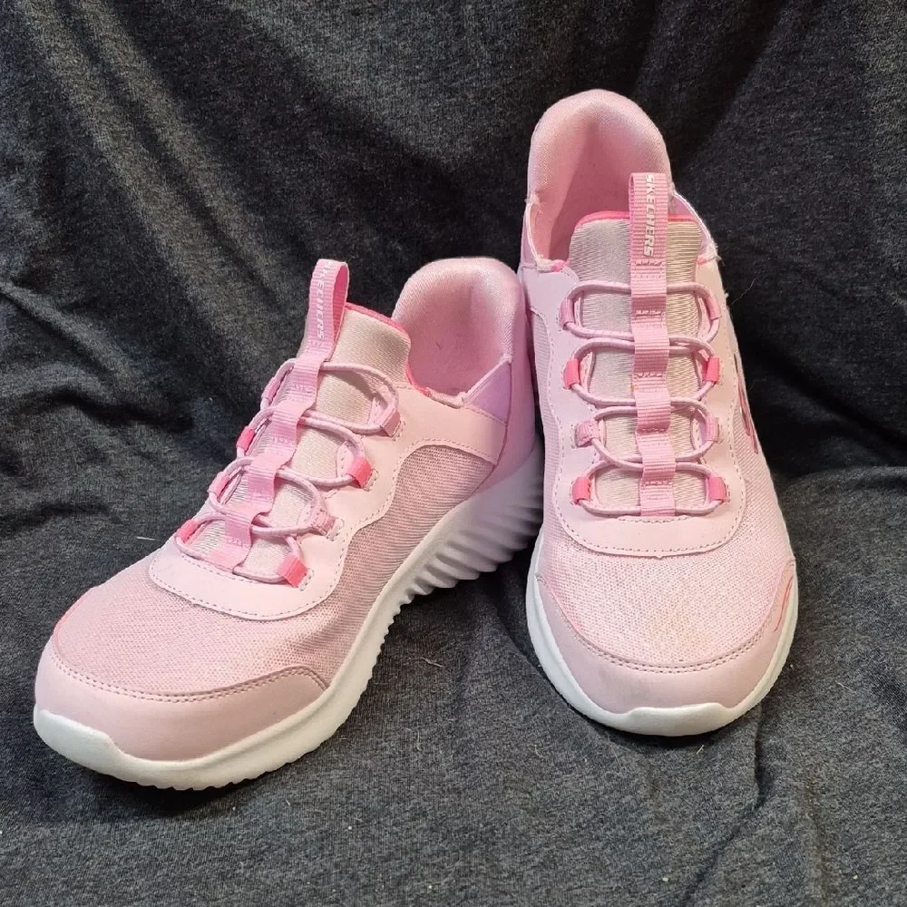 Skechers Size 5 Slip Ins Pink And White Sneakers